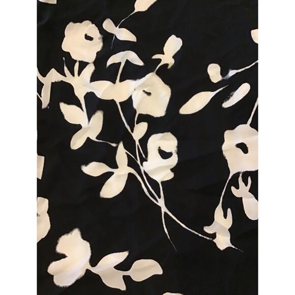 J. Peterman Company Pants Womens Size 8 Wide Leg 100% Silk Black White Floral - Picture 4 of 6